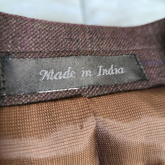 Michael Kors Men's Brown With Blue Stripe Wool Blazer Jacket Size 38R - Picture 4 of 13